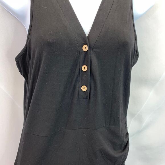 💥Black V-neck Button Detail Tank Dress Women's size Medium - Picture 5 of 8